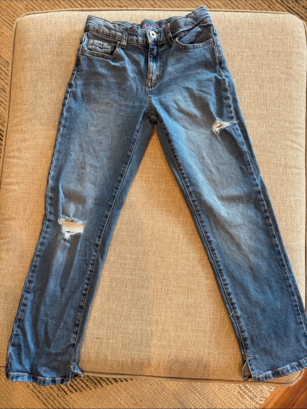 The Children's Place Distressed Straight Leg Jeans - Dark Blue